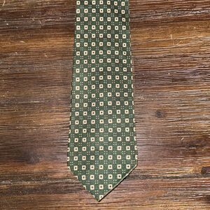 Lauren Ralph Lauren RLL Green Square Geometric Silk Tie